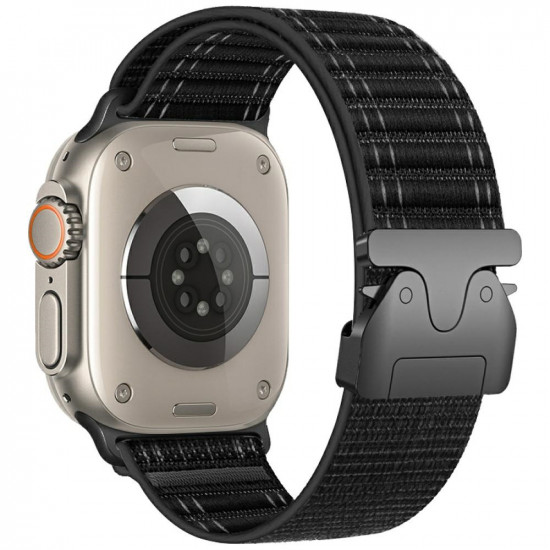 Beline Woven Nylon Diagonal Style Parachute Strap for Apple Watch 42/44/45/49mm Black