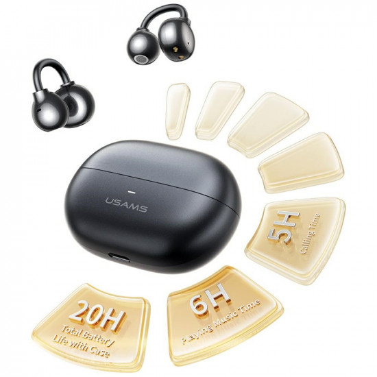 Earphones Bluetooth USAMS Echo R02 Clip-on wireless gray