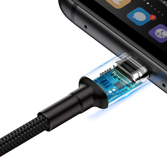 Baseus Cafule HW Quick Charging Data cable USB Double-sided Blind Interpolation For Type-C 40W 1m Gray+Black (CATKLF-PG1)