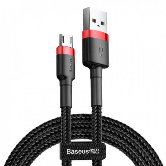 Baseus Cafule Cable Durable Nylon Braided Wire USB / micro USB 2A 3M black-red (CAMKLF-H91)