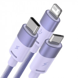 Baseus StarSpeed 3in1 USB-A/USB-C - micro USB - Lightning Cable 3,5A, 1.2m (purple)