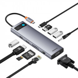 Baseus StarJoy Metal Glam Series hub 11-in-1 USB-C / HDMI, VGA, 3xUSB-A 3.0, USB-A 2.0, USB-C PD, RJ45, SD/TF, 3,5mm