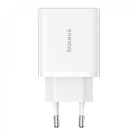 Baseus  Wall Charger (P10111402213 00)  GaN, 2x USB, Type C, Fast Charging, 30W  White