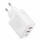 Baseus  Wall Charger (P10111402213 00)  GaN, 2x USB, Type C, Fast Charging, 30W  White