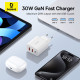 Baseus  Wall Charger (P10111402213 00)  GaN, 2x USB, Type C, Fast Charging, 30W  White