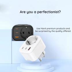 Havit Wall Charger (UC142 EU) EU Socket, 2x Type C, USB, 30W Black