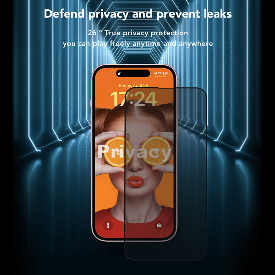 ANANK  2.5D 2X Reinforced Privacy Screen Protector  iPhone 15 Pro  Black