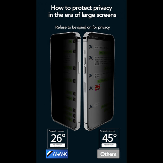 ANANK  2.5D 26Β° Privacy Screen Protector  iPhone 14  Black