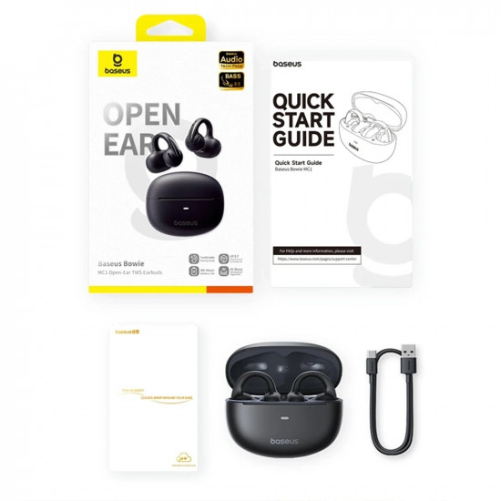 Baseus Wireless Earbuds Bowie MC1 (A00083501126 00) Open Ear Clip on Design, BT V5.4, IP57 Waterproof, 600mAh Black Baseus Wireless Earbuds Bowie MC1 (A00083501126 00) Open Ear Clip on Design, BT V5.4, IP57 Waterproof, 600mAh Black