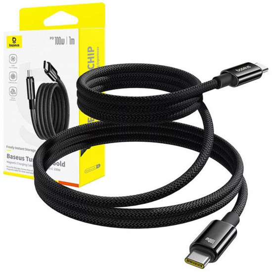 Baseus Data Cable Tungsten Gold (P10319805111 00) Type C to Type C, Super Fast Charge, 100W, 480Mbps, 1m Black
