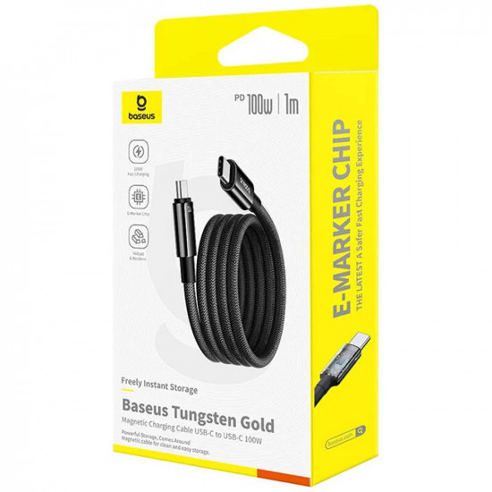 Baseus Data Cable Tungsten Gold (P10319805111 00) Type C to Type C, Super Fast Charge, 100W, 480Mbps, 1m Black