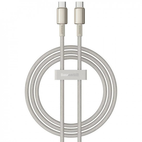 Baseus Data Cable Tungsten Gold (P10319800G21 00) Type C to Type C, Super Fast Charge, 100W, 480Mbps, 1m Gold