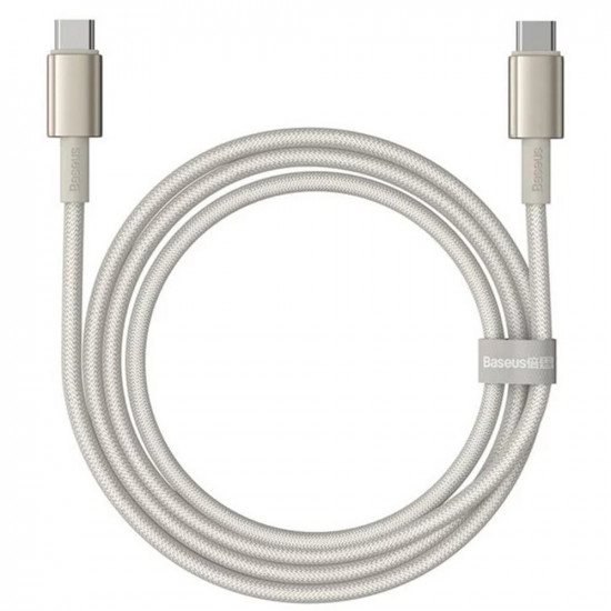 Baseus Data Cable Tungsten Gold (P10319800G21 00) Type C to Type C, Super Fast Charge, 100W, 480Mbps, 1m Gold