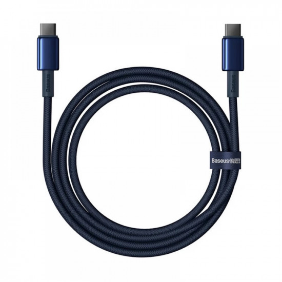 Baseus Data Cable Tungsten Gold (P10319800321 04) Type C to Type C, Super Fast Charge, 100W, 480Mbps, 2m Navy Blue