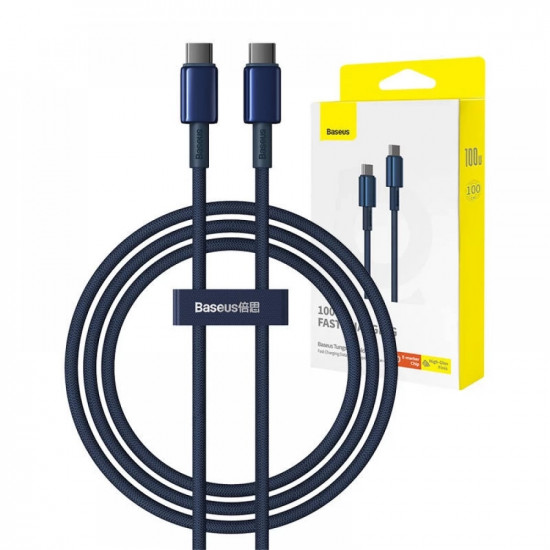 Baseus Data Cable Tungsten Gold (P10319800321 04) Type C to Type C, Super Fast Charge, 100W, 480Mbps, 2m Navy Blue
