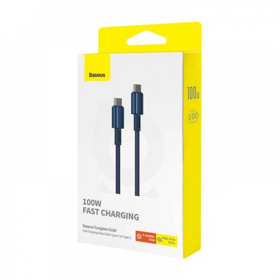 Baseus Data Cable Tungsten Gold (P10319800321 04) Type C to Type C, Super Fast Charge, 100W, 480Mbps, 2m Navy Blue
