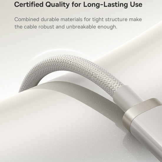 Baseus Data Cable Titanium (P10378100G21 01) USB C to Type C, 100W, Fast Charging, 480Mbps, 2m Galaxy Titanium Gold