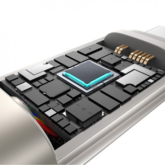 Baseus Data Cable Titanium (P10378100G21 01) USB C to Type C, 100W, Fast Charging, 480Mbps, 2m Galaxy Titanium Gold