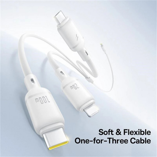 Baseus Data Cable Silky (P10377706213 00) Fast Charge, Type C to Micro USB, Lightning, USB C, 100W, 1.5m Moon White