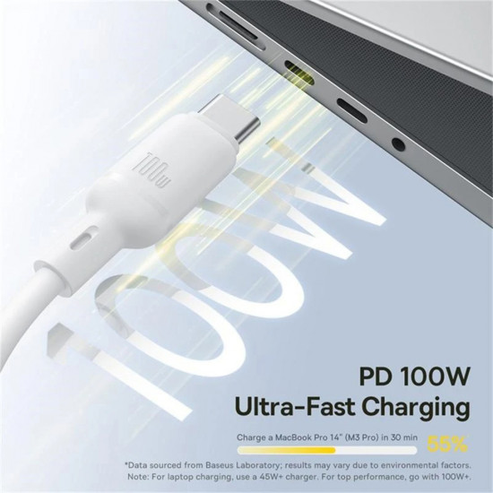 Baseus Data Cable Silky (P10377706213 00) Fast Charge, Type C to Micro USB, Lightning, USB C, 100W, 1.5m Moon White