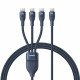 Baseus Data Cable Flash Series 3 (P10377503321 00) Fast Charge, USB C to 3x Type C, 3in1, PD100W, 480Mbps, 1.5m Blue
