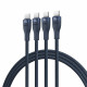 Baseus Data Cable Flash Series 3 (P10377503321 00) Fast Charge, USB C to 3x Type C, 3in1, PD100W, 480Mbps, 1.5m Blue