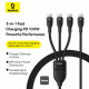 Baseus Data Cable Flash Series 3 (P10377503111 00) Fast Charge, USB C to 3x Type C, 3in1, PD100W, 480Mbps, 1.5m Black