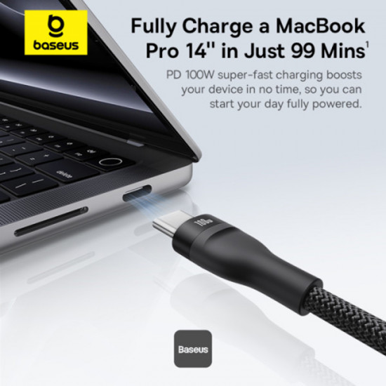 Baseus Data Cable Flash Series 3 (P10377503111 00) Fast Charge, USB C to 3x Type C, 3in1, PD100W, 480Mbps, 1.5m Black