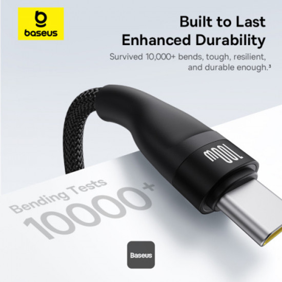 Baseus Data Cable Flash Series 3 (P10377503111 00) Fast Charge, USB C to 3x Type C, 3in1, PD100W, 480Mbps, 1.5m Black