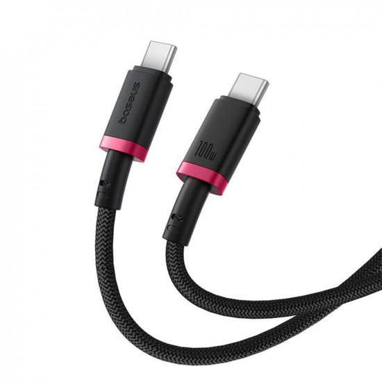 Baseus Data Cable Dura Series (P10377803U01 01) for MacBook, Type C, Fast Charge, PD 100W, 480Mbps, 1m Red / Black