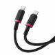 Baseus Data Cable Dura Series (P10377803U01 01) for MacBook, Type C, Fast Charge, PD 100W, 480Mbps, 1m Red / Black