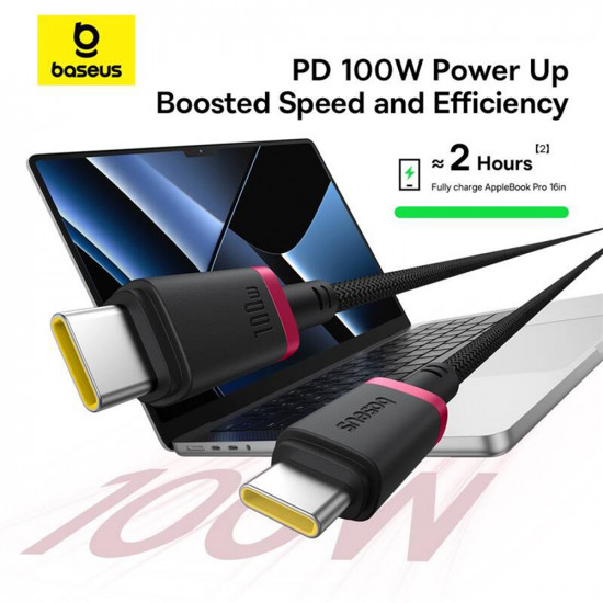 Baseus Data Cable Dura Series (P10377803U01 01) for MacBook, Type C, Fast Charge, PD 100W, 480Mbps, 1m Red / Black