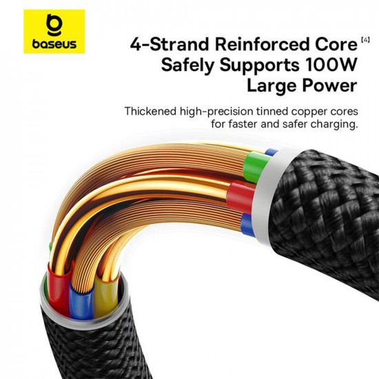 Baseus Data Cable Dura Series (P10377803U01 01) for MacBook, Type C, Fast Charge, PD 100W, 480Mbps, 1m Red / Black