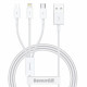 Baseus Data Cable (P10377705213 00) Fast Charge, USB to USB C, Lightning, Micro USB, 100W, 480Mbps, 1.5m White