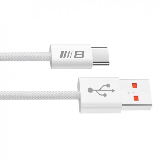 Blueo Data Cable USB A to Type C, Braided, Fast Charging, 6A White