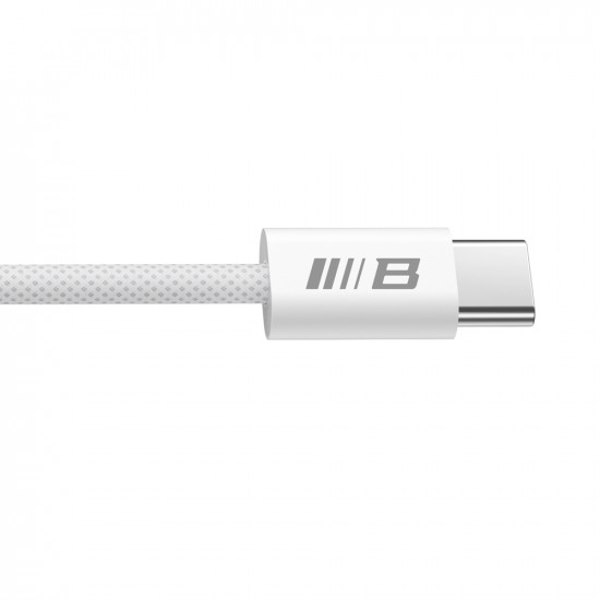 Blueo Data Cable Type C to Type C, Fast Charging, Braided, 1.2m White