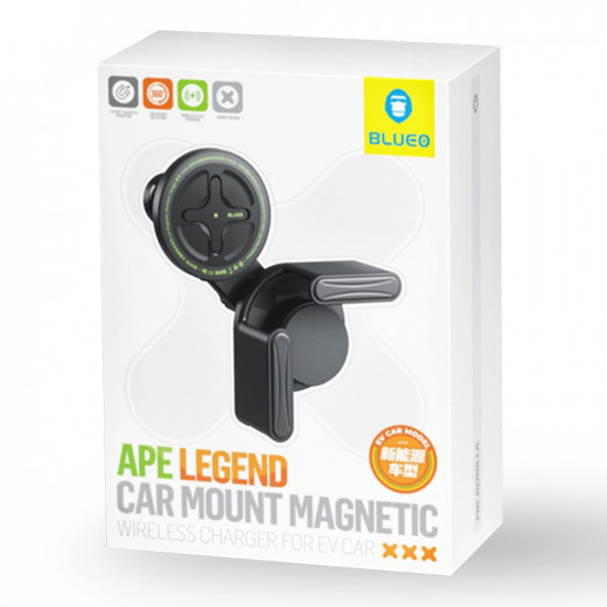 Blueo Car Holder with Wireless Charging Ape Legend for EV Car, Type C, 15W, 360 Rotation Black Blueo Car Holder with Wireless Charging Ape Legend for EV Car, Type C, 15W, 360 Rotation Black