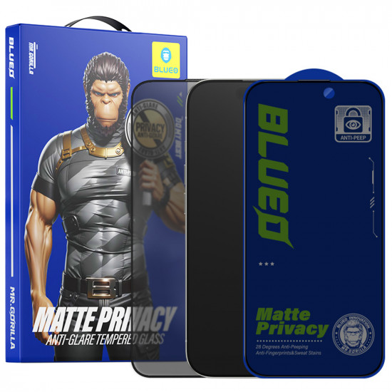 Blueo Anti Peep Privacy Glass iPhone 16 Pro Max / iPhone 17 Pro Max Matte Black