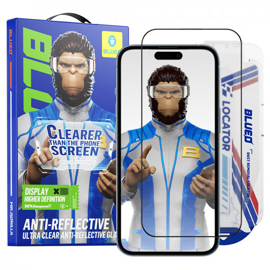 Blueo Anti Reflective HD Glass with Applicator Pro iPhone 15 Pro Black Blueo Anti Reflective HD Glass with Applicator Pro iPhone 15 Pro Black
