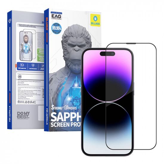 Blueo Sapphire Screen Protector with Applicator Pro iPhone 15 Pro Max Black
