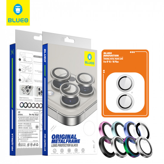 Blueo Original Metal Frame Lens Protector iPhone 16 / iPhone 16 Plus Clear Blueo Original Metal Frame Lens Protector iPhone 16 / iPhone 16 Plus Clear