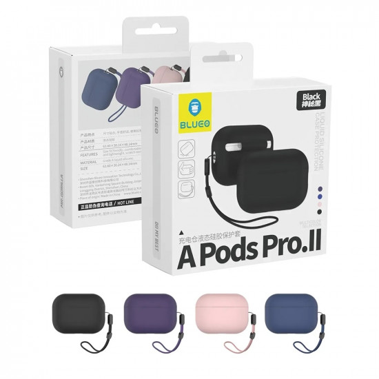 Blueo Liquid Silicone Protect Case for AirPods Pro 2 Black