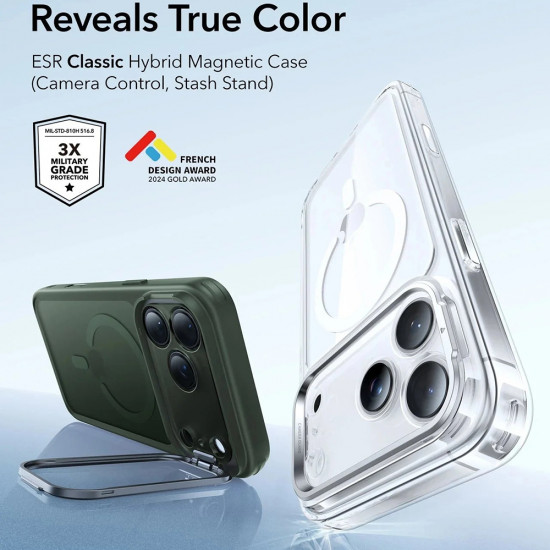 ESR Classic Hybrid HaloLock Kickstand iPhone 17 Frosted Green