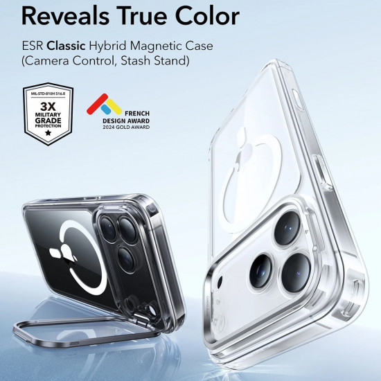 ESR Classic Hybrid HaloLock Kickstand iPhone 17 Pro Max Clear