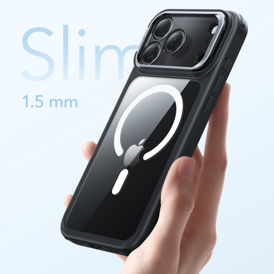 ESR Classic Hybrid HaloLock Kickstand iPhone 17 Pro Clear Black