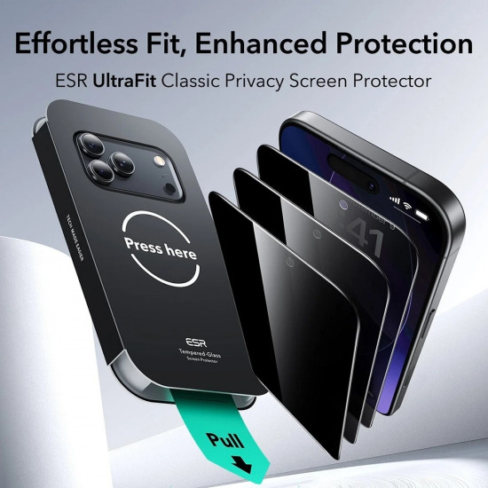 ESR Privacy Tempered Glass UltraFit (3 pack) iPhone 17 Pro Black