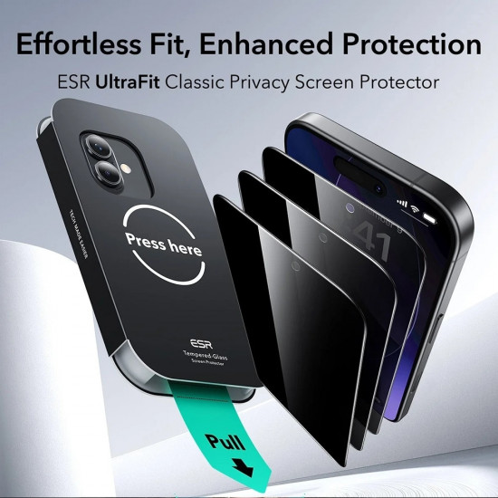 ESR Privacy Tempered Glass UltraFit (3 pack) iPhone 17 / iPhone 16 Pro Black