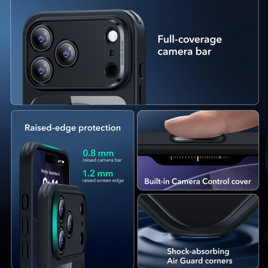 ESR Classic Hybrid HaloLock iPhone 17 Pro Max Clear Black