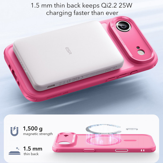 ESR Classic Hybrid HaloLock iPhone 17 Air Frosted Pink