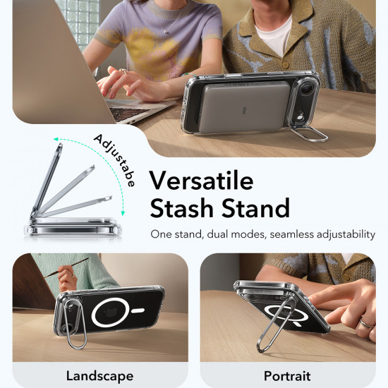 ESR Classic Hybrid HaloLock Kickstand iPhone 17 Air Clear ESR Classic Hybrid HaloLock Kickstand iPhone 17 Air Clear